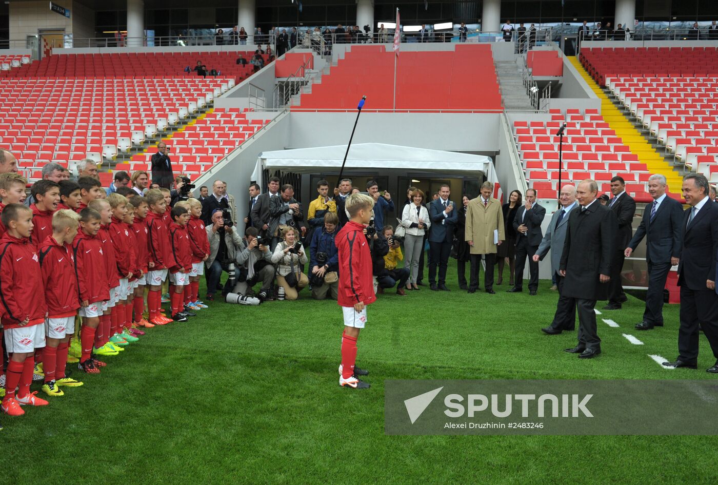 Vladimir Putin visits Otkritie Arena Stadium in Tushino