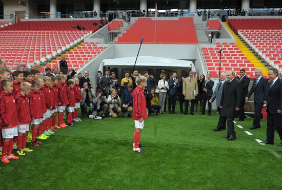 Vladimir Putin visits Otkritie Arena Stadium in Tushino