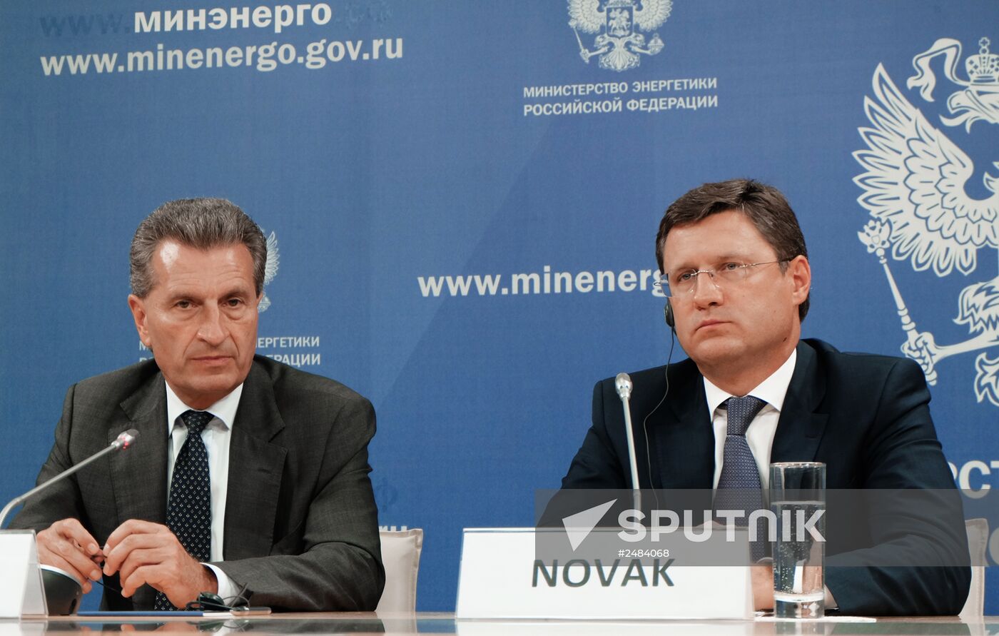 Russian Energy Minister Alexander Novak meets with European Commission Vice-President Gunther Oettinger