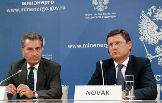 Russian Energy Minister Alexander Novak meets with European Commission Vice-President Gunther Oettinger