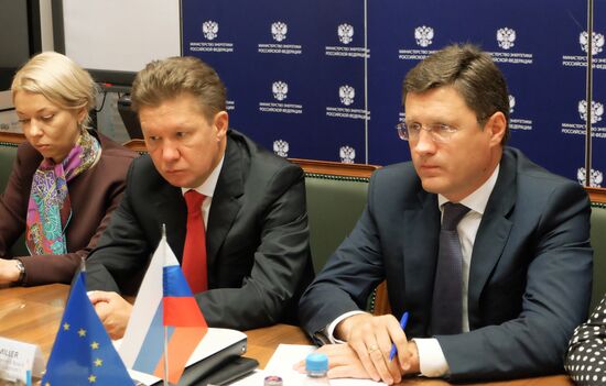 Russian Energy Minister Alexander Novak meets with European Commission Vice-President Gunther Oettinger