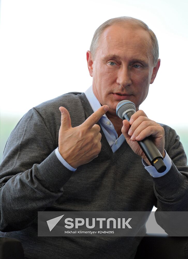 Vladimir Putin attends Seliger 2014 National Youth Forum