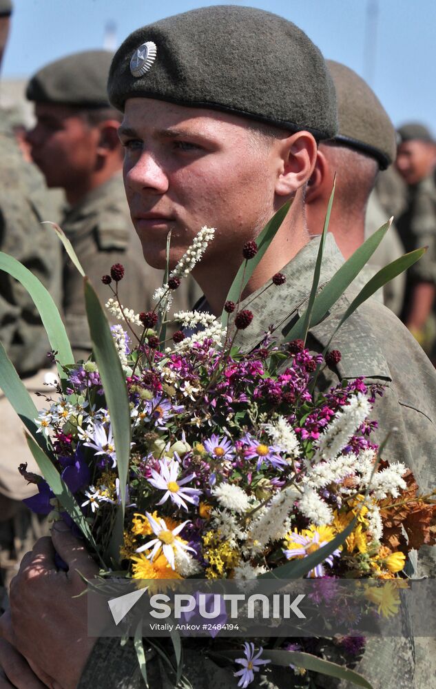 Consecrating makeshift church at fire-range of Sergeuevsky Training Center, Primorye Territory