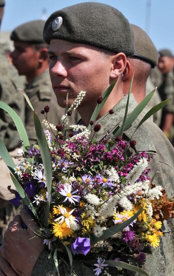 Consecrating makeshift church at fire-range of Sergeuevsky Training Center, Primorye Territory