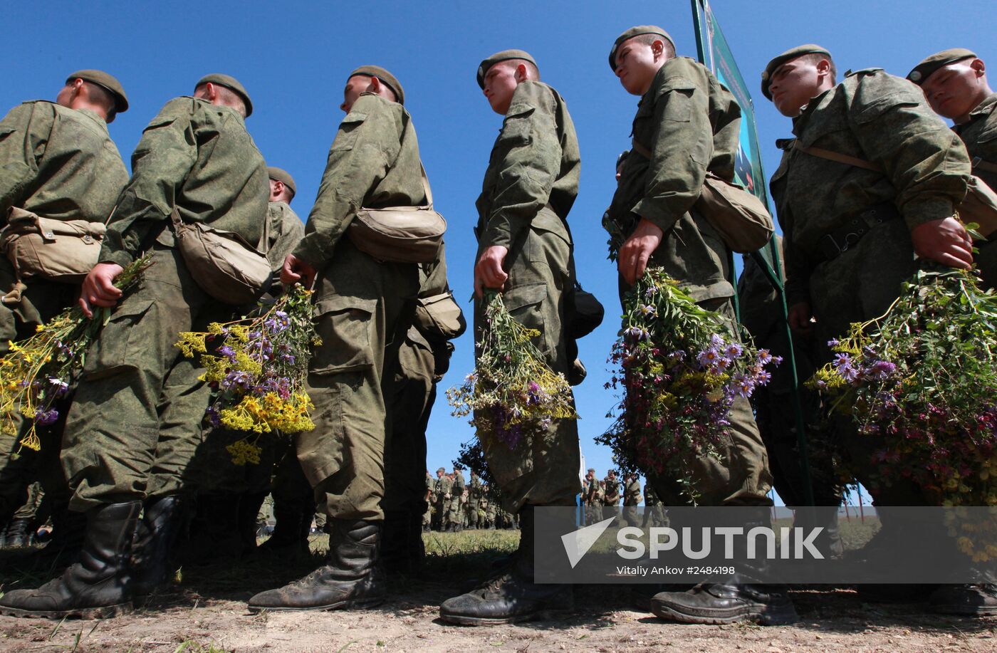 Consecrating makeshift church at fire-range of Sergeuevsky Training Center, Primorye Territory