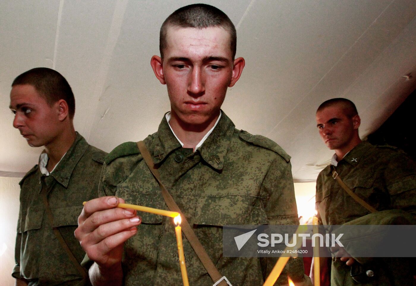 Consecrating makeshift church at fire-range of Sergeuevsky Training Center, Primorye Territory