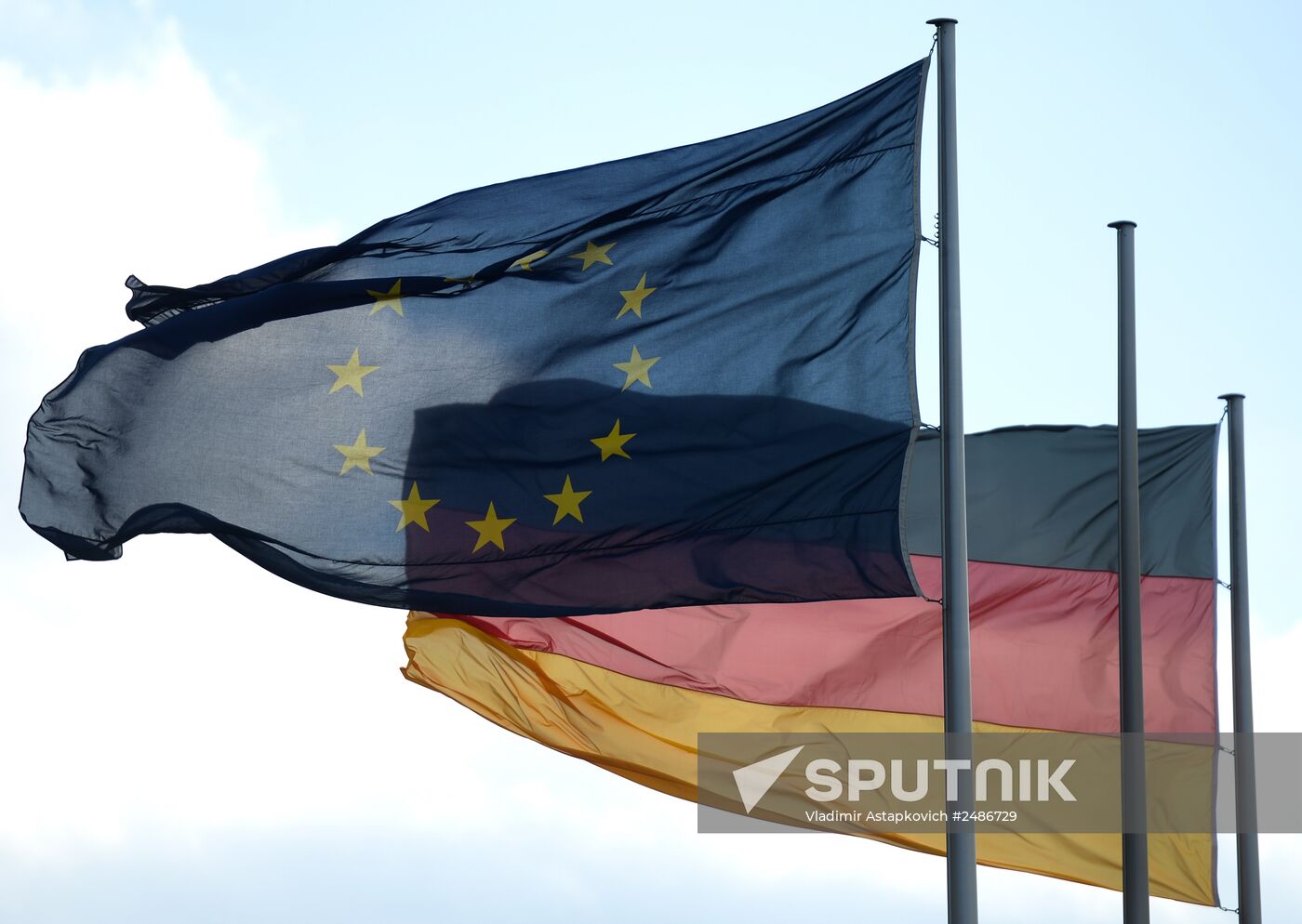 Flags of Germany and the European Union in Berlin