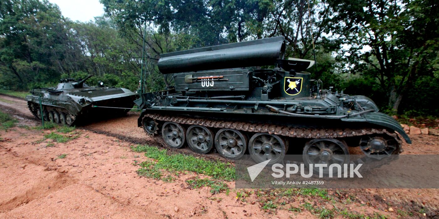 Exercise involving units of the Eastern Military District's logistics-support system