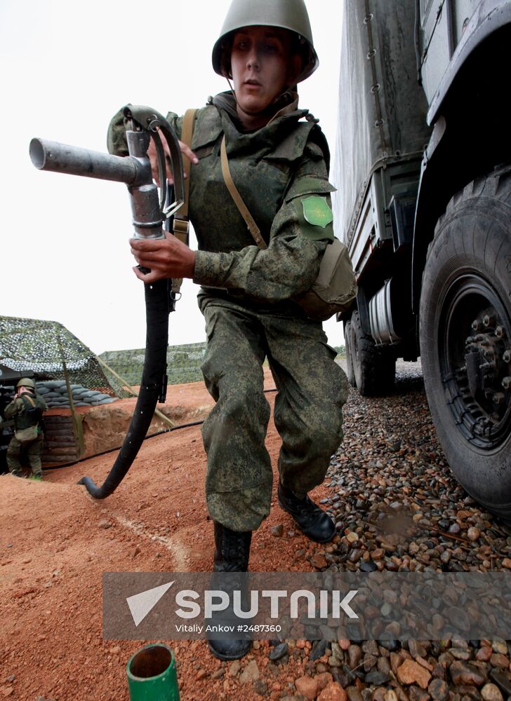 Exercise involving units of the Eastern Military District's logistics-support system