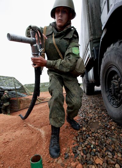 Exercise involving units of the Eastern Military District's logistics-support system