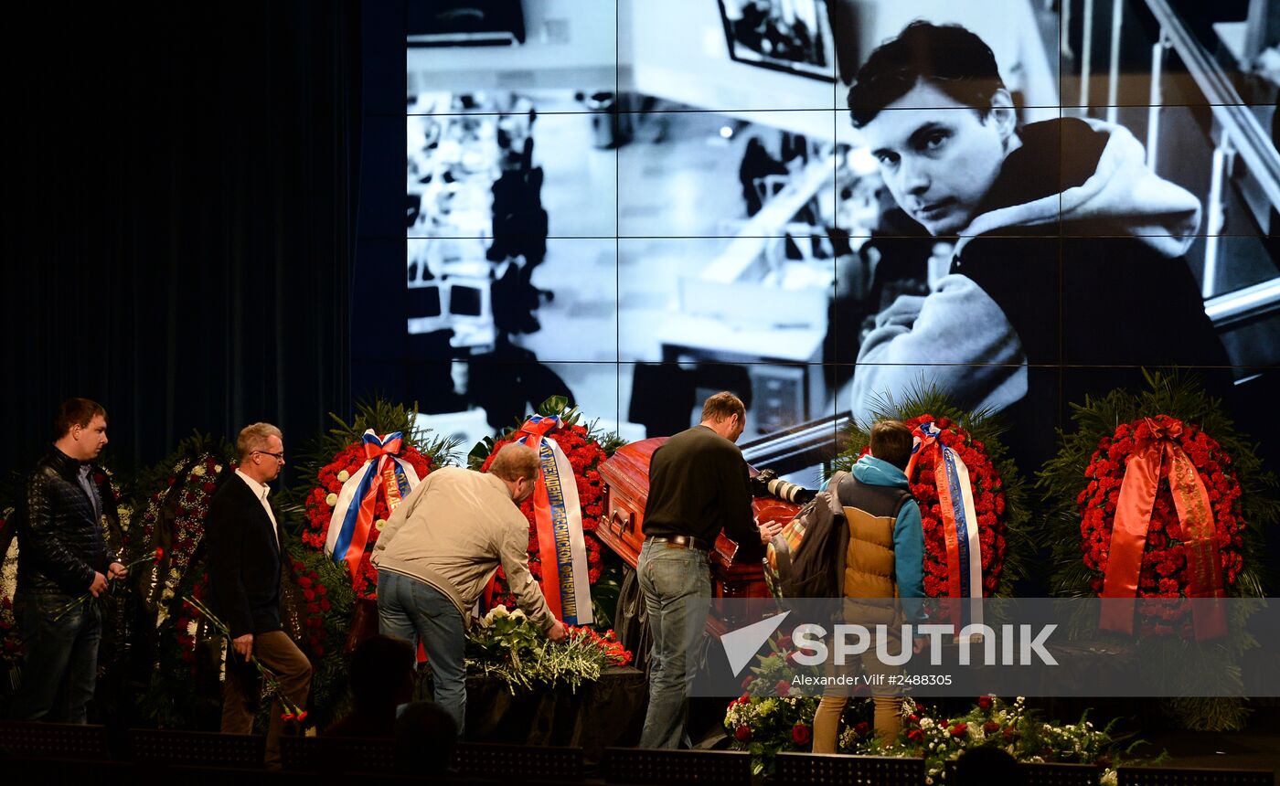 Mourning ceremony for Andrei Stenin at Rossiya Segodnya