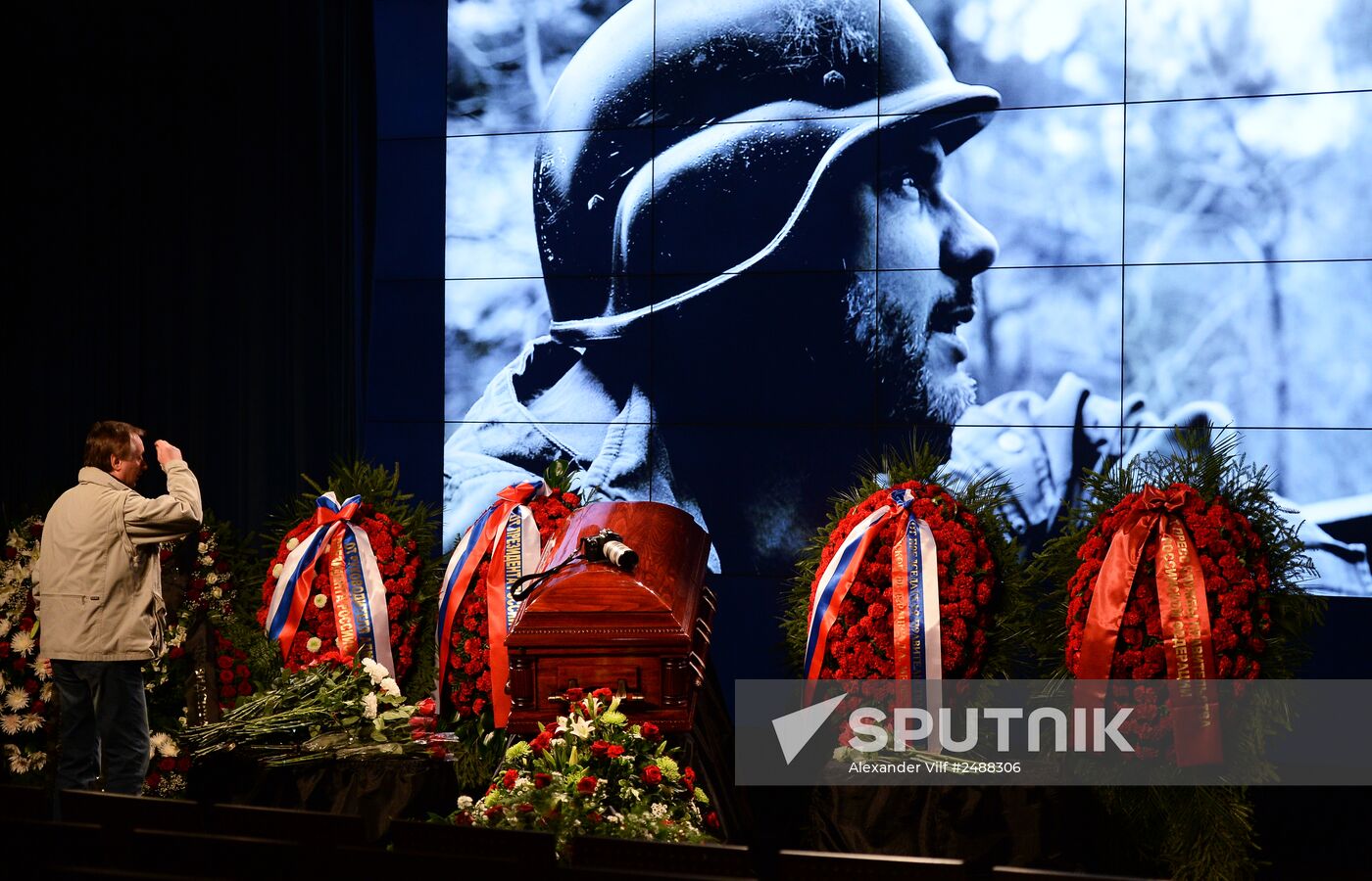 Mourning ceremony for Andrei Stenin at Rossiya Segodnya