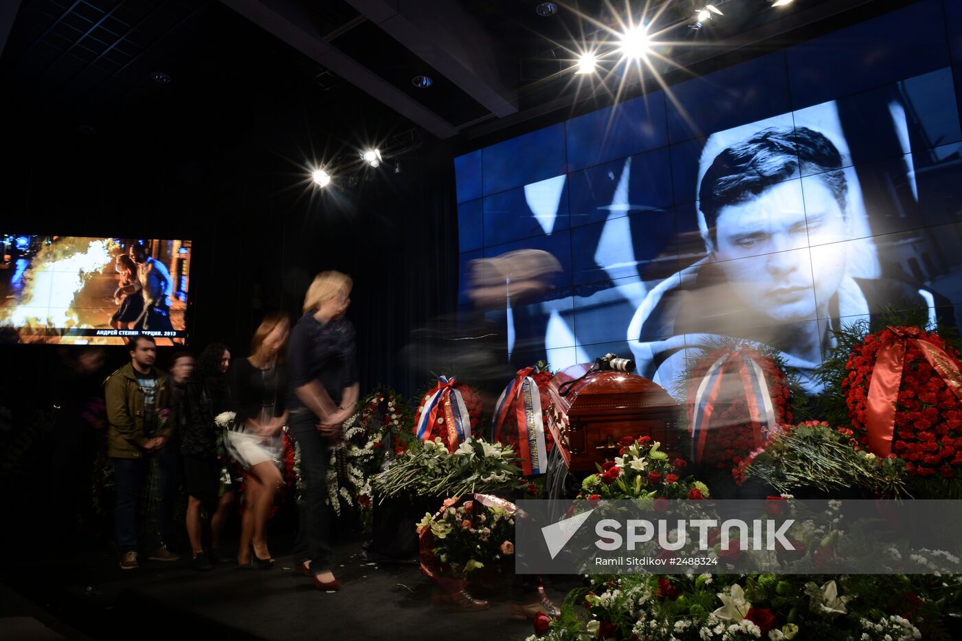 Mourning ceremony for Andrei Stenin at Rossiya Segodnya