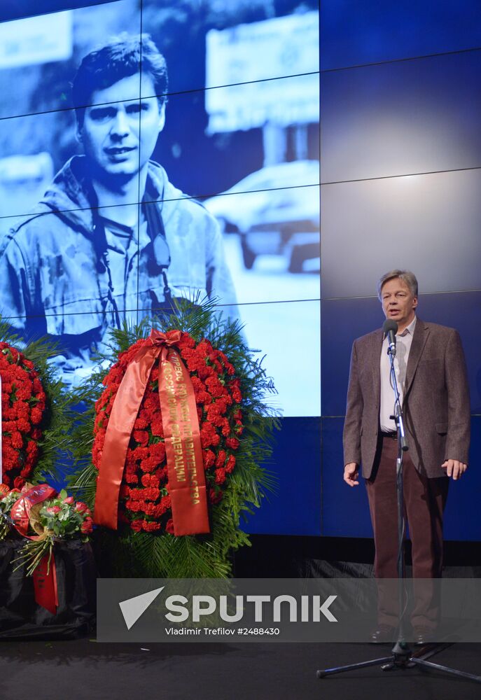 Mourning ceremony for Andrei Stenin at Rossiya Segodnya