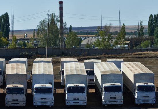 Allegedly trucks with second batch of humanitarian aid for Ukraine in Kamensk-Shakhtinsky in Rostov Region