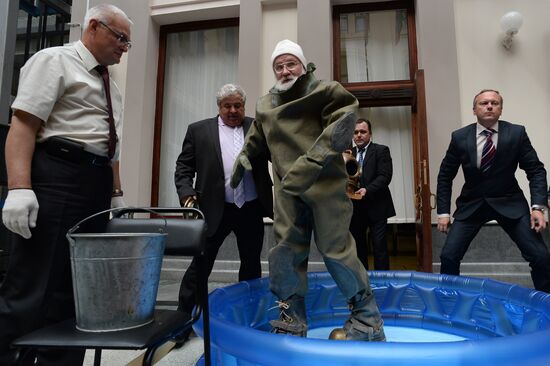Election Commission Chairman Vladimir Churov participates in Ice Bucket Challenge