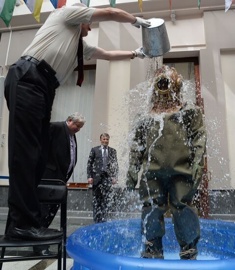 Election Commission Chairman Vladimir Churov participates in Ice Bucket Challenge