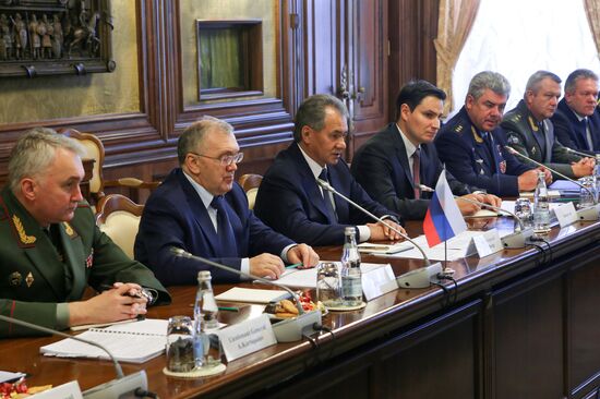 Russian Defense Minister Sergei Shoigu meets with his Malaysian counterpart Hishammuddin Hussein