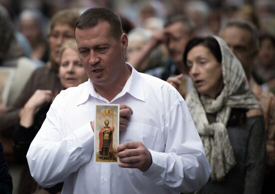 Cross processon in honor of St. Alexander Nevsky in St. Petersburg