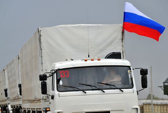 Second humanitarian aid convoy in Donetsk, Rostov Region