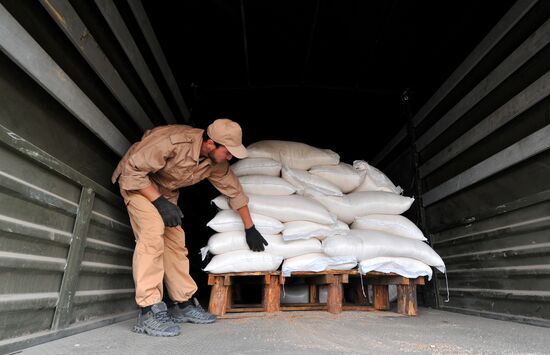 Second humanitarian aid convoy in Donetsk, Rostov Region