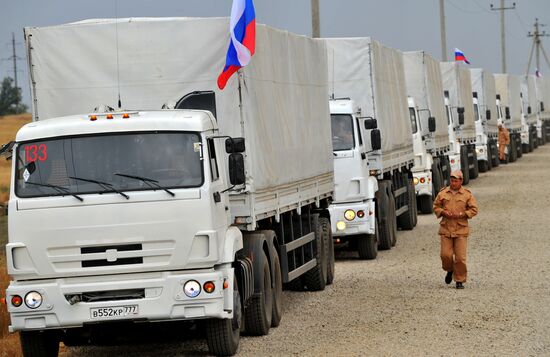 Second humanitarian aid convoy in Donetsk, Rostov Region