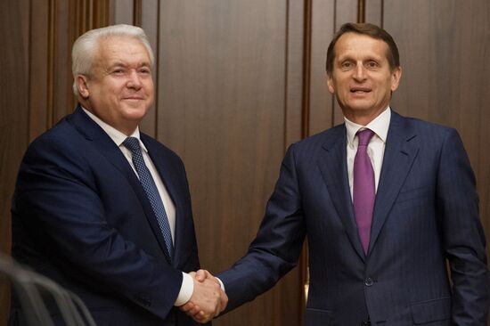 Russian State Duma Speaker Sergei Naryshkin meets with Ukraine's Verkhovna Rada deputies
