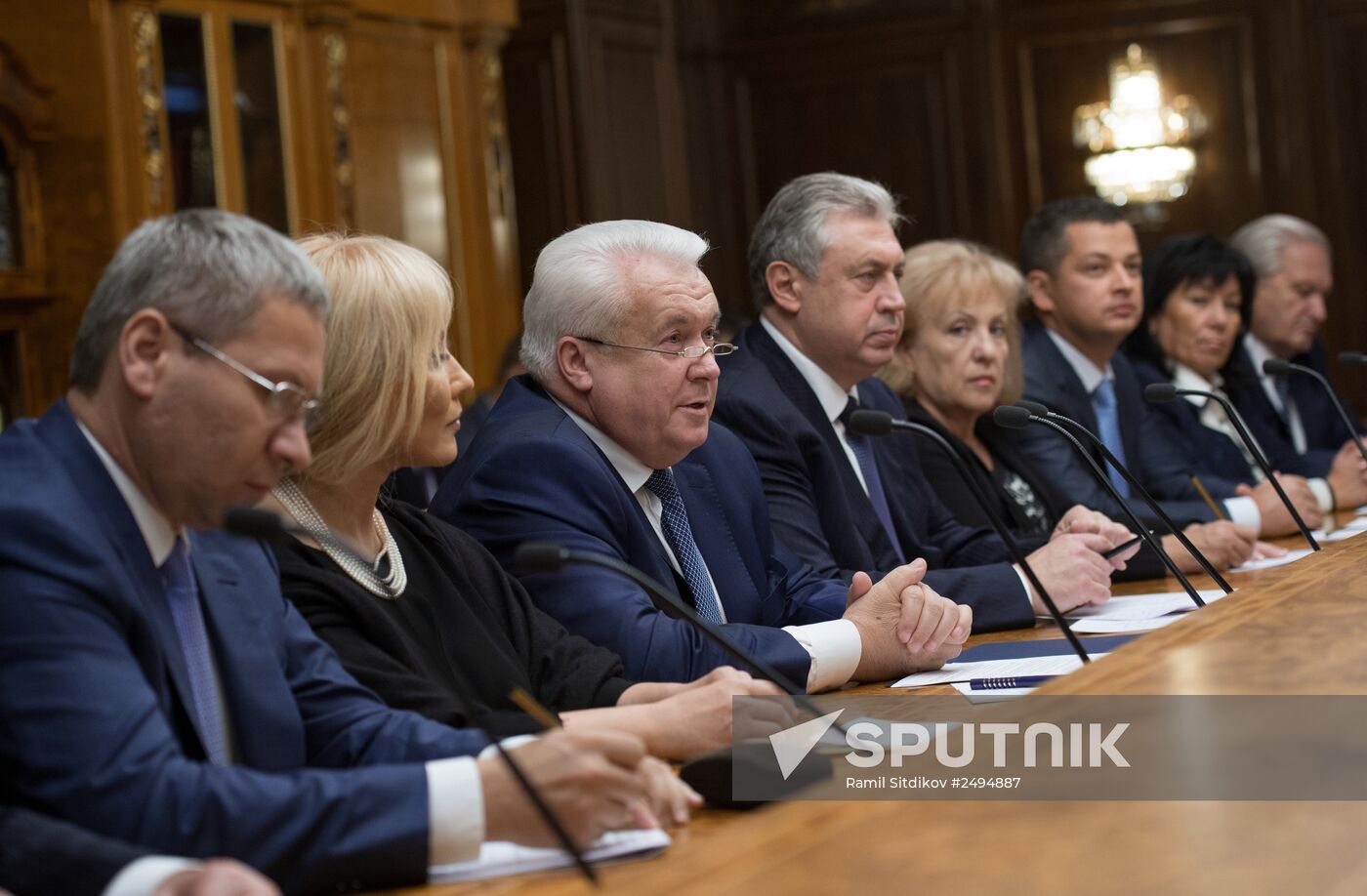 Russian State Duma Speaker Sergei Naryshkin meets with Ukraine's Verkhovna Rada deputies