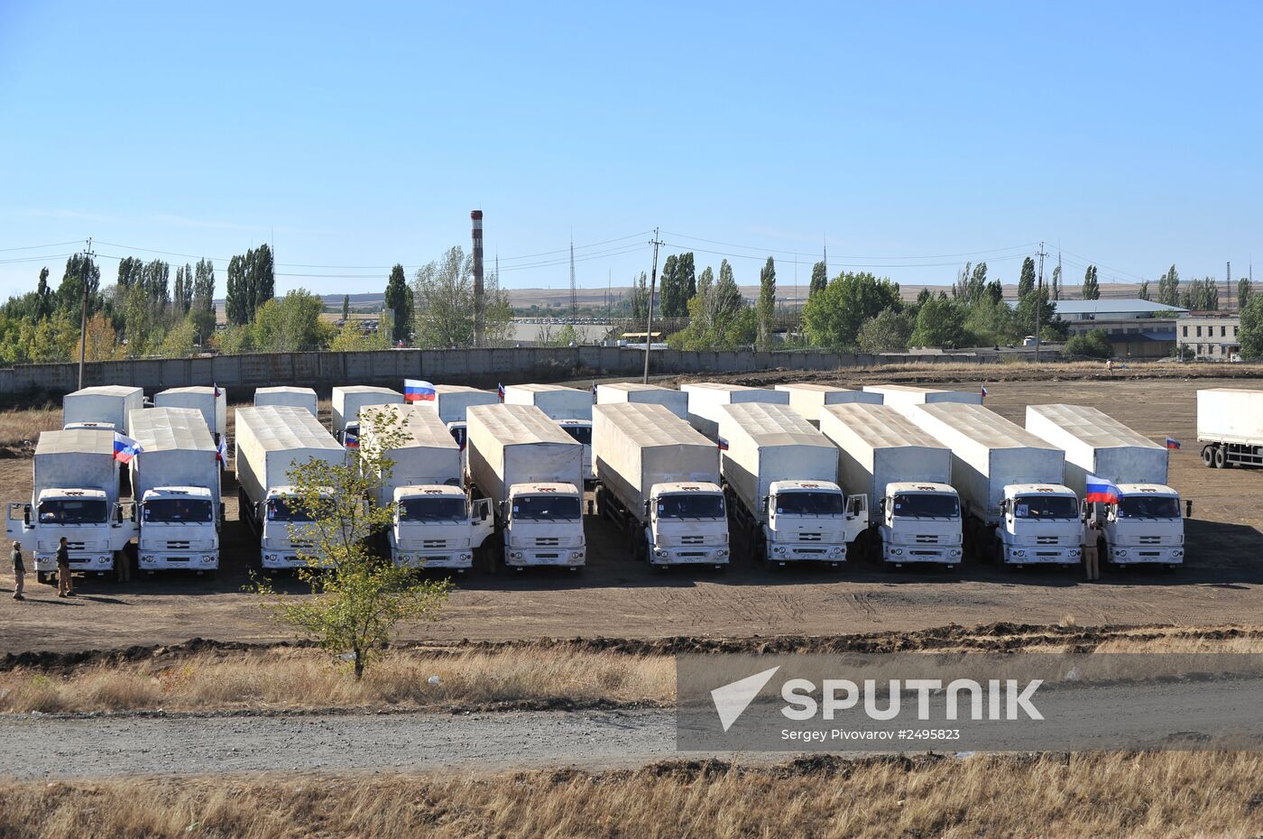 Preparation of Russia's third aid convoy in Kamensk-Shakhtinsky, Rostov Region