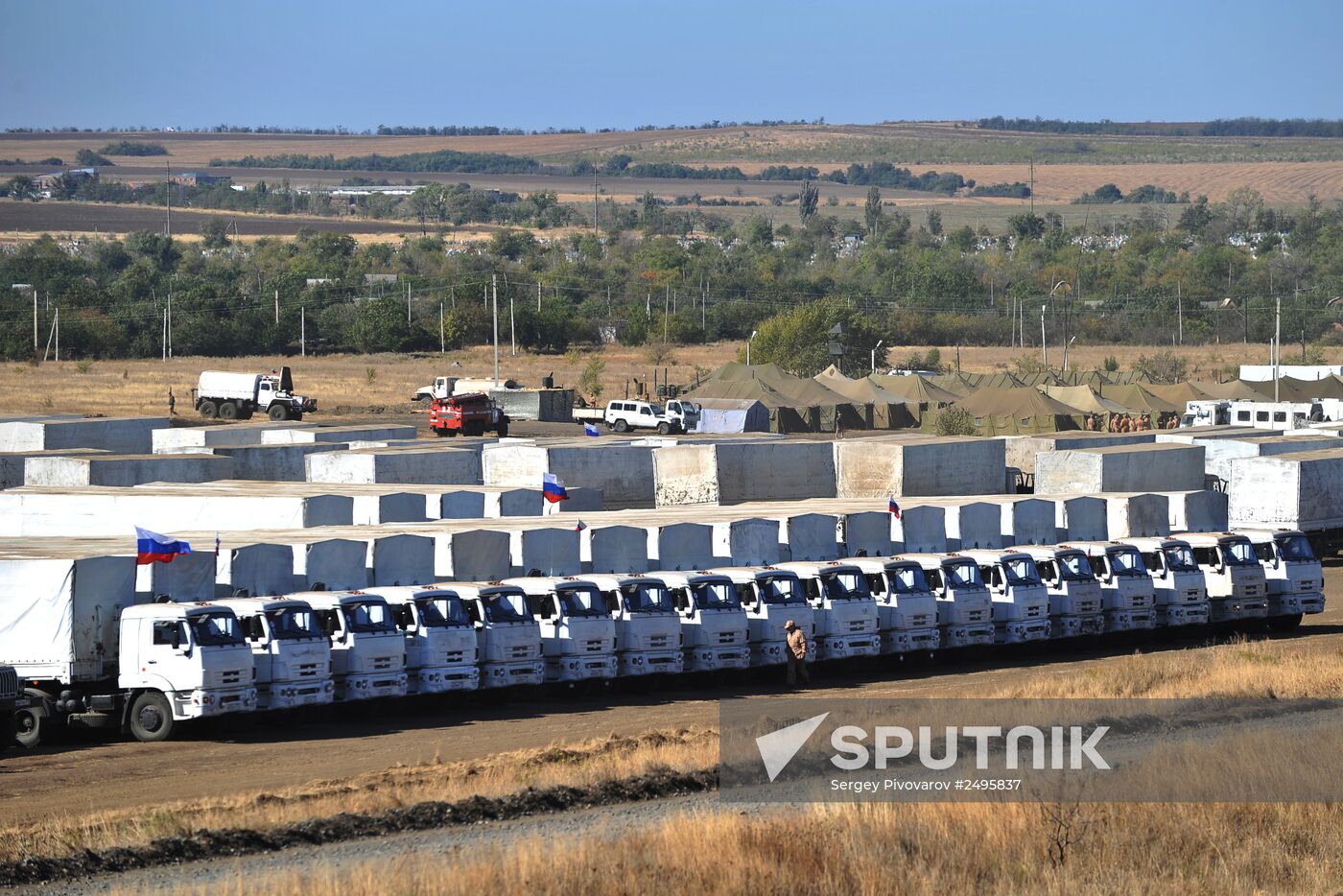 Preparation of Russia's third aid convoy in Kamensk-Shakhtinsky, Rostov Region