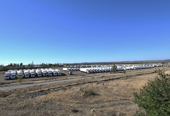 Preparation of Russia's third aid convoy in Kamensk-Shakhtinsky, Rostov Region