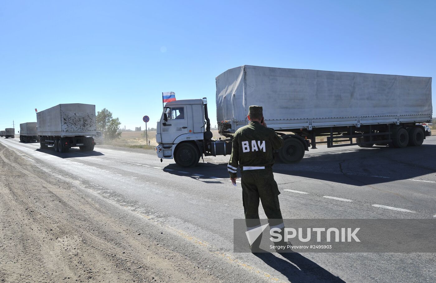Preparation of Russia's third aid convoy in Kamensk-Shakhtinsky, Rostov Region
