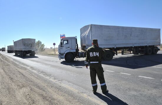 Preparation of Russia's third aid convoy in Kamensk-Shakhtinsky, Rostov Region