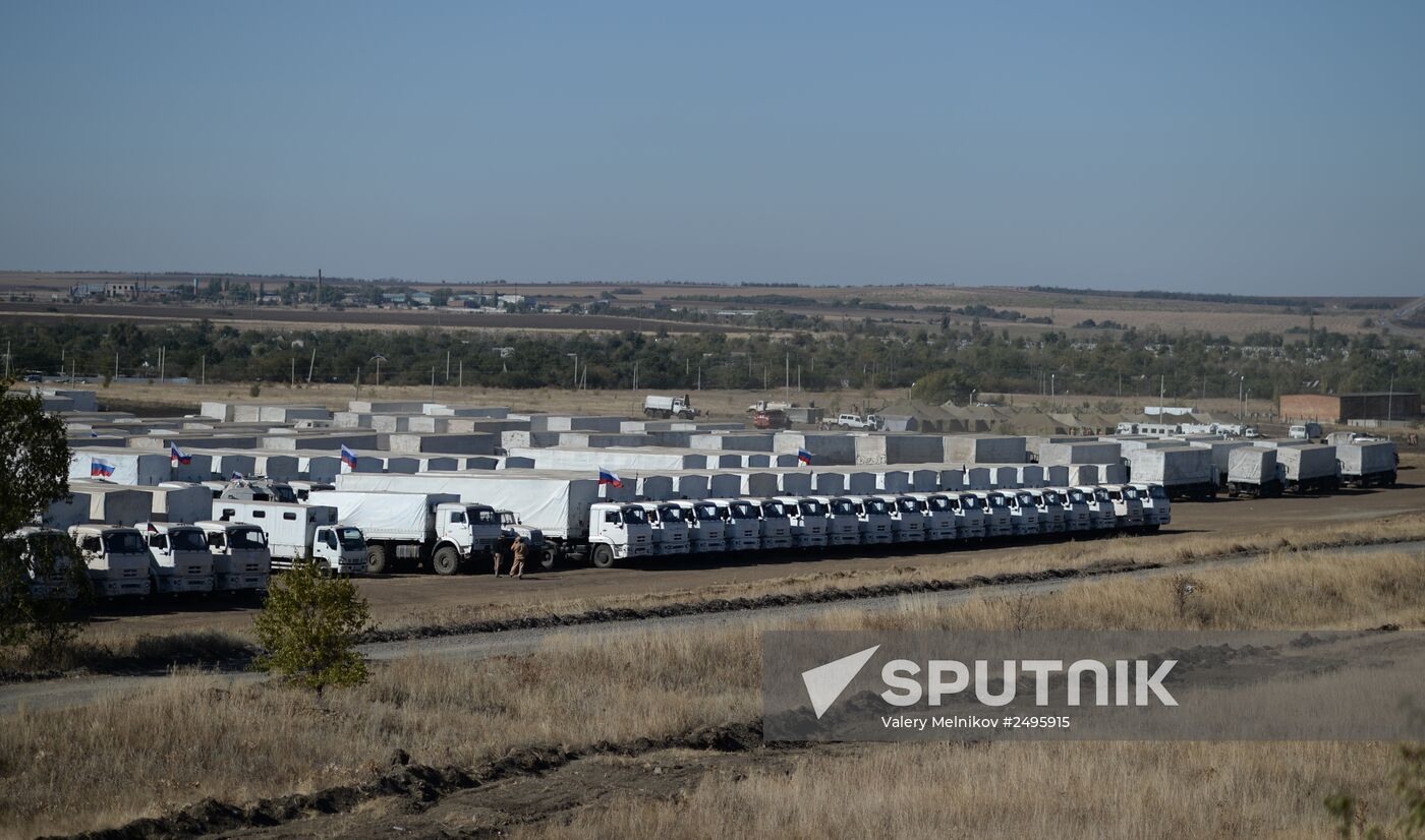 Preparation of Russia's third aid convoy in Kamensk-Shakhtinsky, Rostov Region