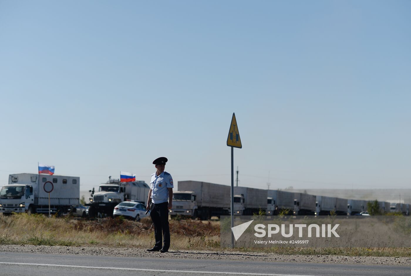 Preparation of Russia's third aid convoy in Kamensk-Shakhtinsky, Rostov Region