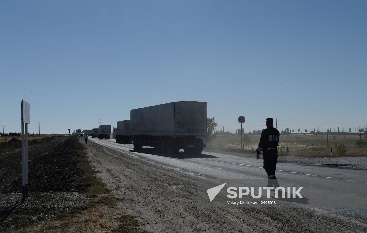 Preparation of Russia's third aid convoy in Kamensk-Shakhtinsky, Rostov Region
