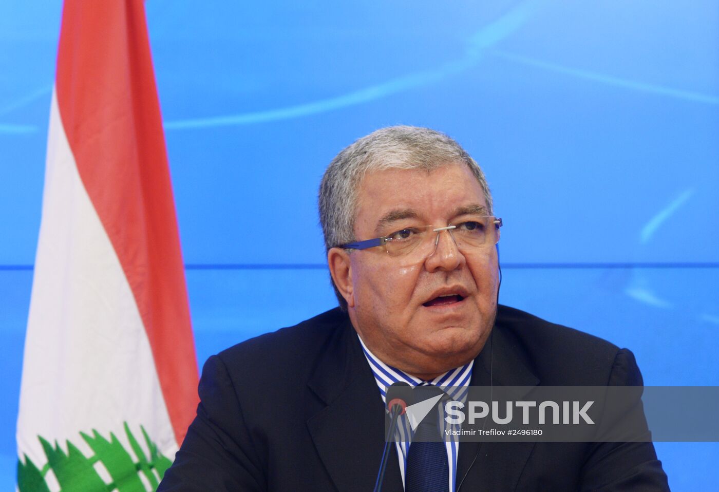 Lebanese Interior Minister Nouhad Machnouk gives news conference