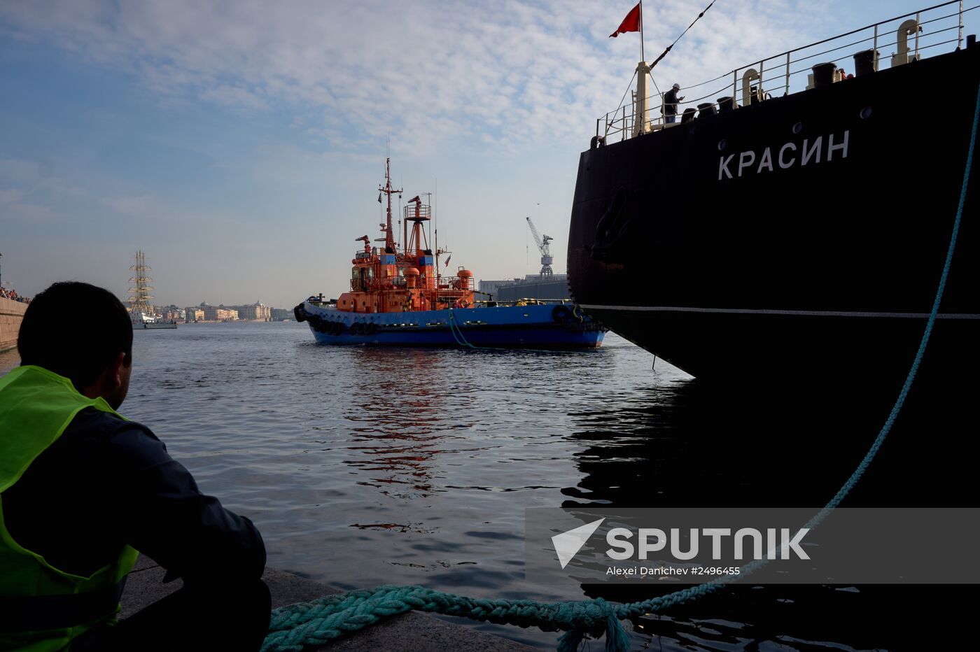 The Krasin icebreaker tigged for repairs