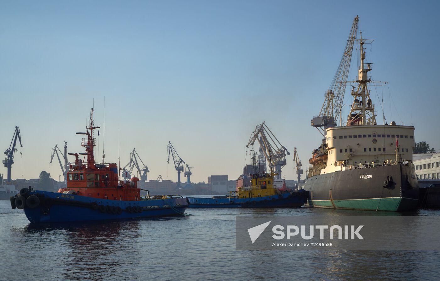 The Krasin icebreaker tigged for repairs