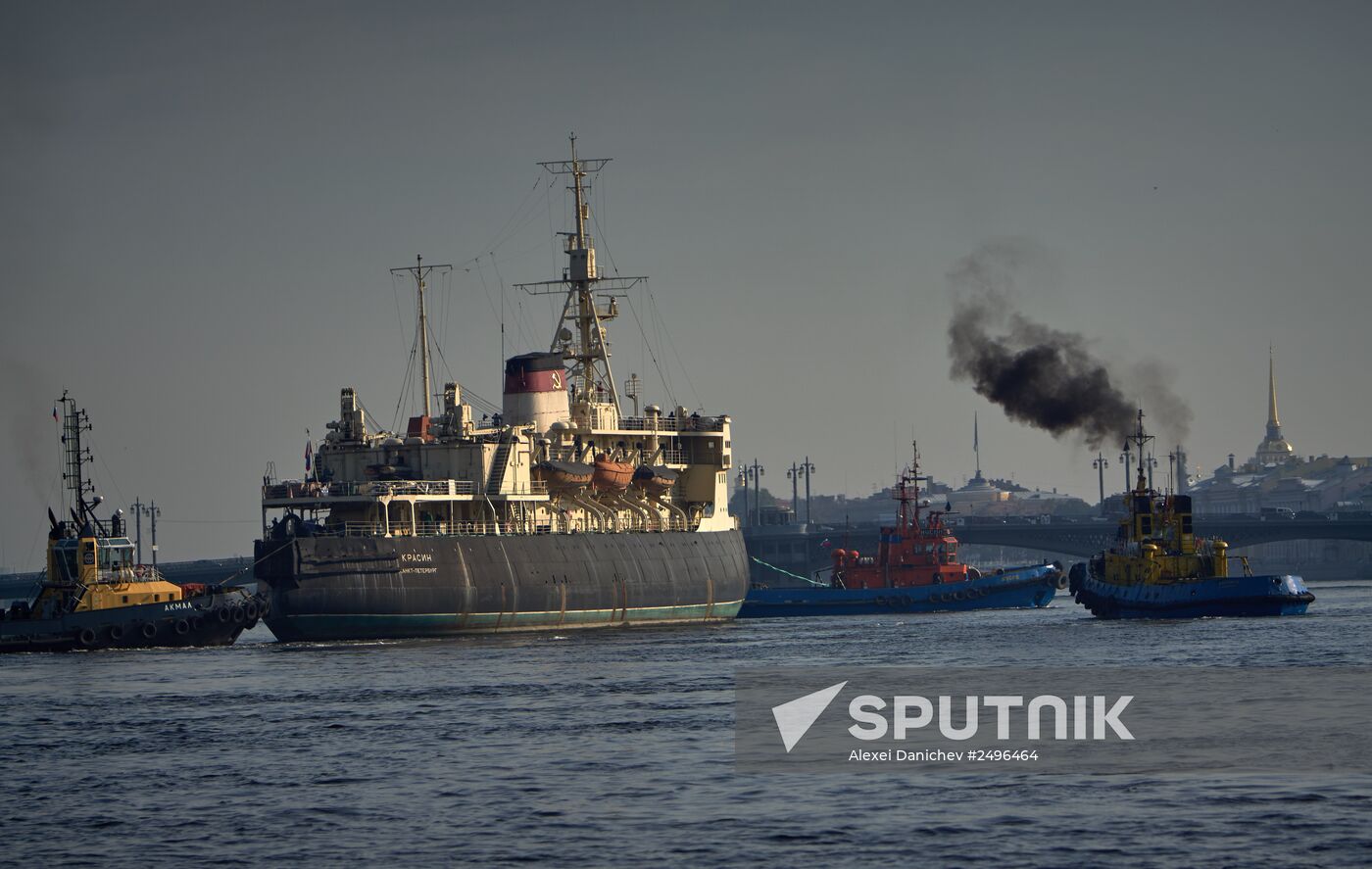 The Krasin icebreaker tigged for repairs