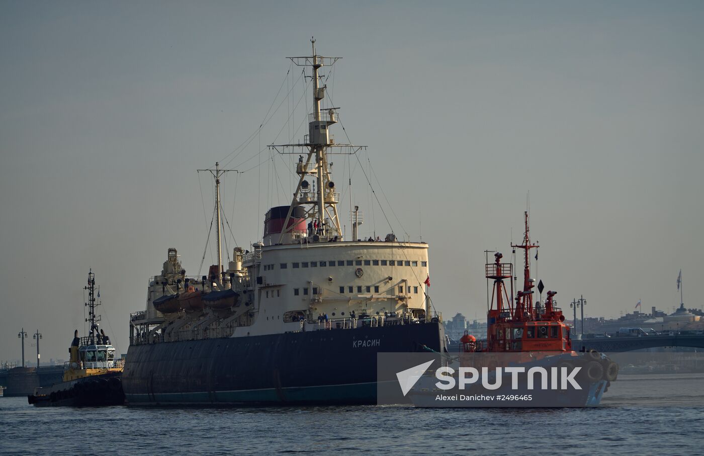 The Krasin icebreaker tigged for repairs