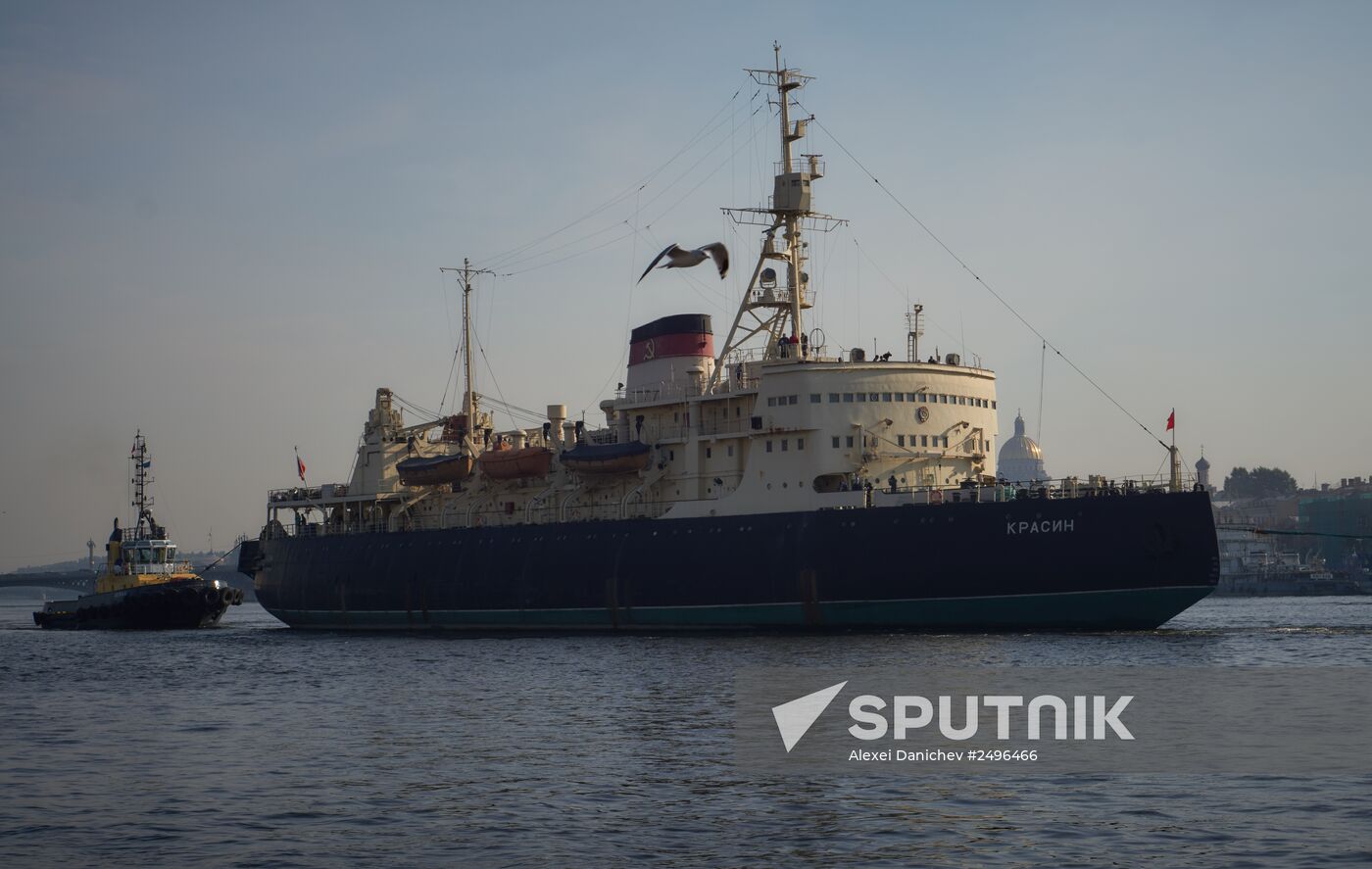 The Krasin icebreaker tigged for repairs