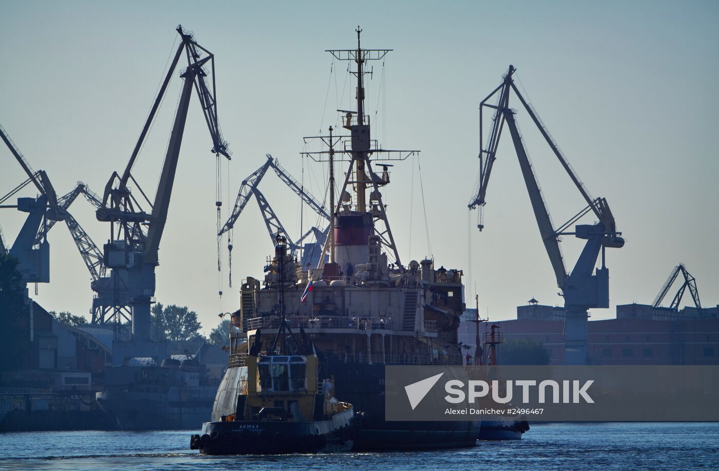 The Krasin icebreaker tigged for repairs
