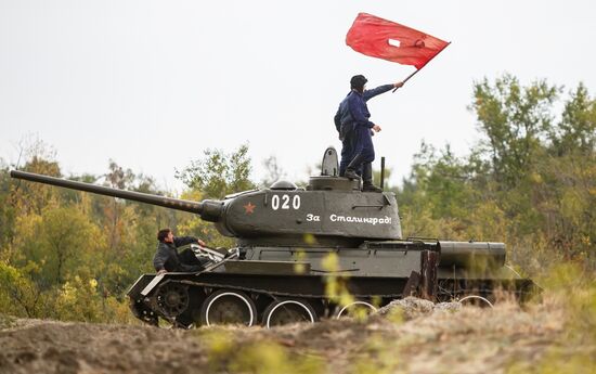 Historic reenactment of battles for Mamayev Kurgan