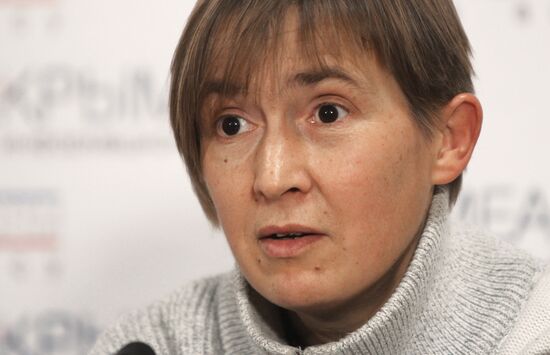 News conference with journalist Anna Mokhovaya who went missing in Ukraine