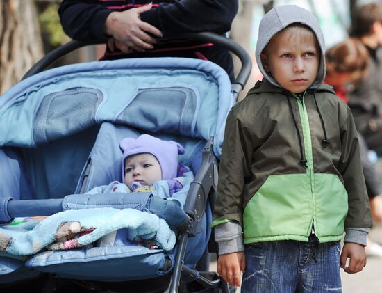 Camp for Ukrainian refugees in Krasny Desant, Rostov Region