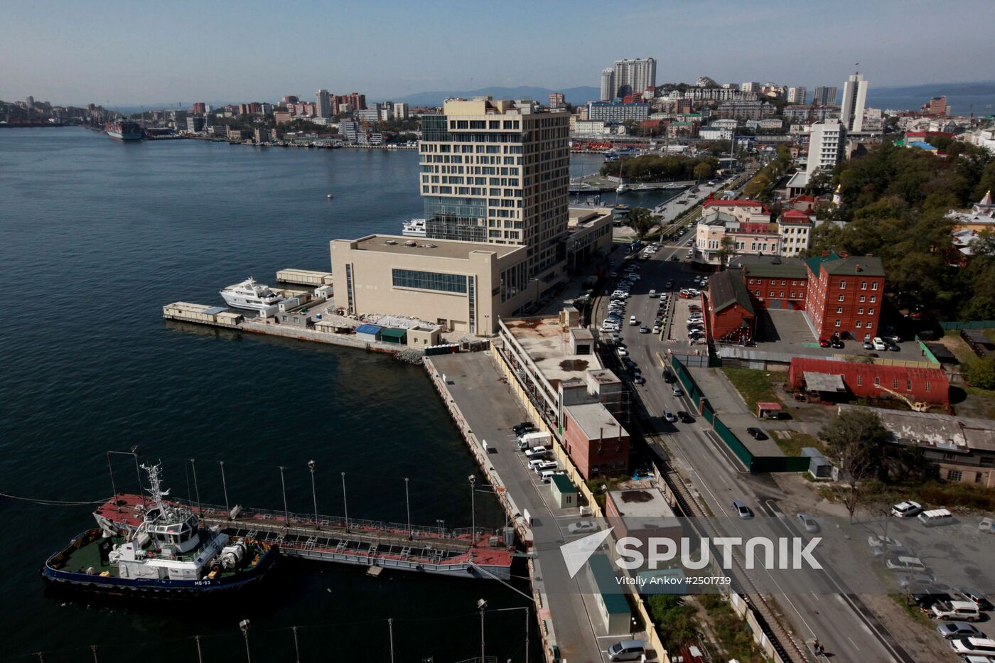 Vladivostok and Zolotoi Rog Bay as seen from pylon of cable-stayed bridge