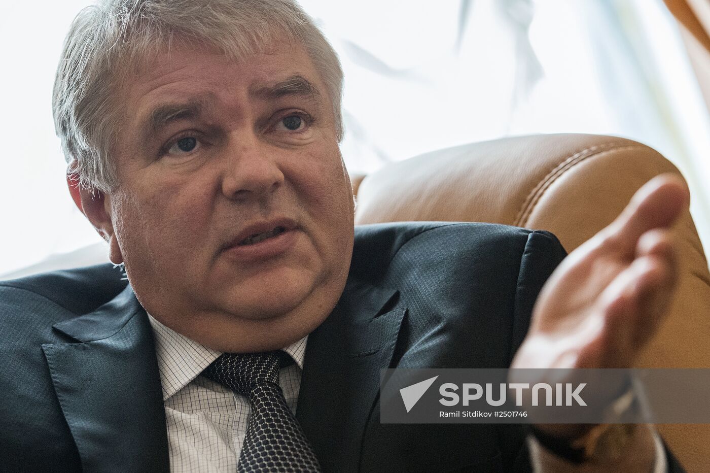 Russian Deputy Foreign Minister Alexei Meshkov gives interview in Moscow