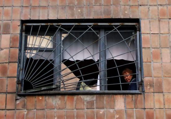 Aftermath of artillery bombardment by Ukrainian forces in Donetsk