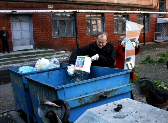 Aftermath of artillery bombardment by Ukrainian forces in Donetsk
